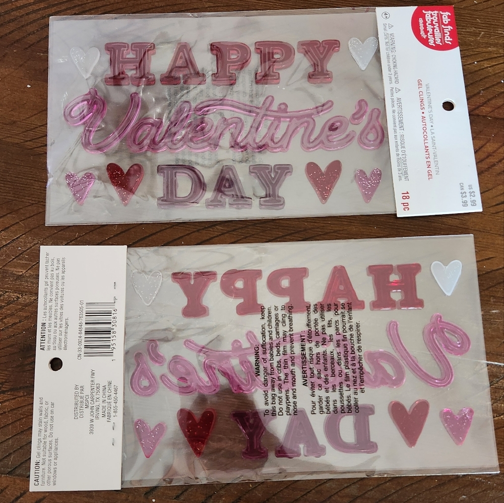 🎉5/$10 Valentine's Day Gel Clings